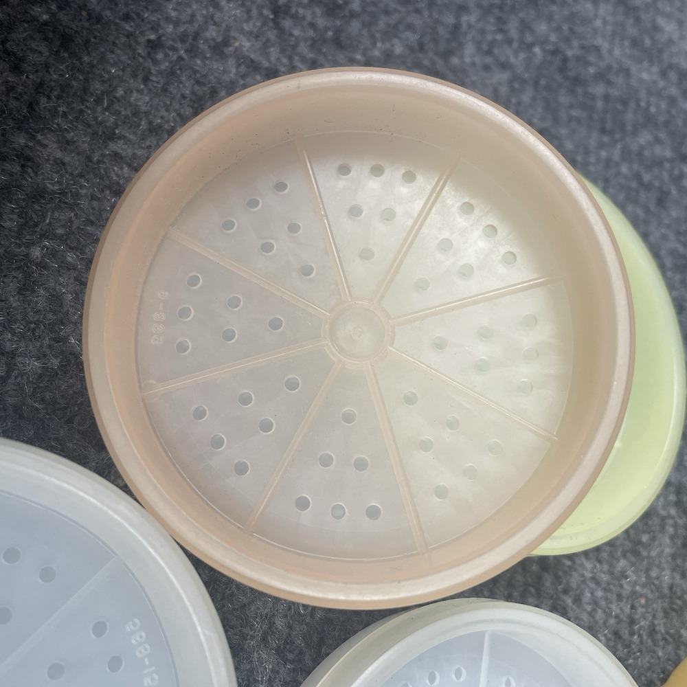 Tupperware Wagon Wheel Coasters Set of 6 Pastel Caddy Holder #567 USA Vintage - Picture 5 of 5